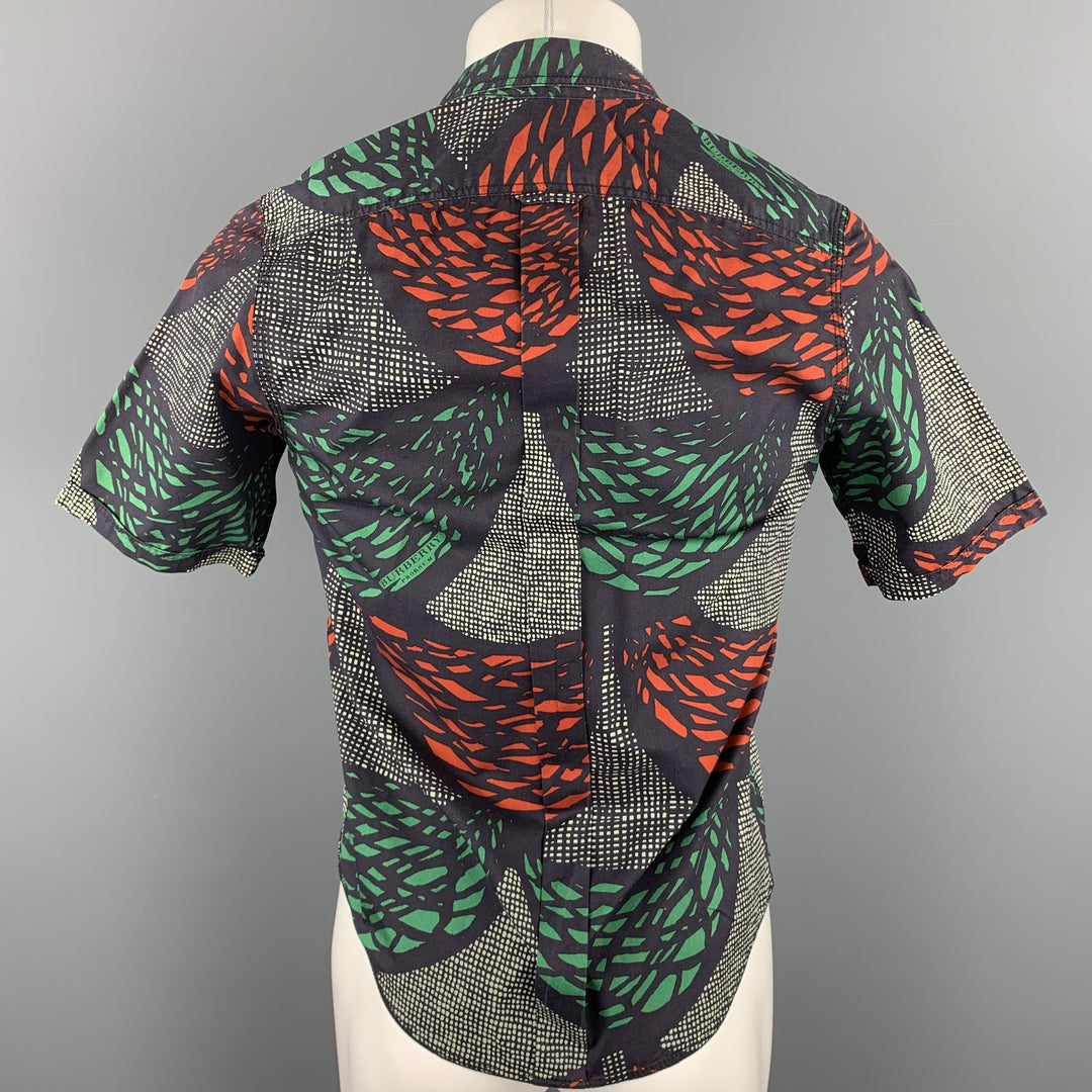 BURBERRY PRORSUM Talla S Camisa de manga corta con botones de algodón con estampado multicolor