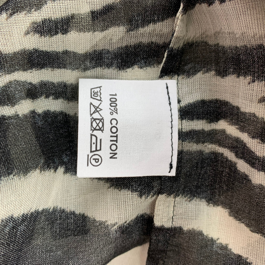 DRIES VAN NOTEN S/S 20 Size XS Black & White Zebra Cotton Button Up Short Sleeve Shirt