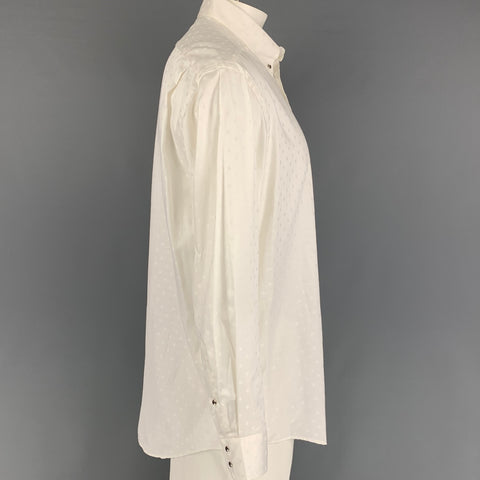 Vintage THIERRY MUGLER Size XL White Star Print Cotton Long Sleeve Shirt