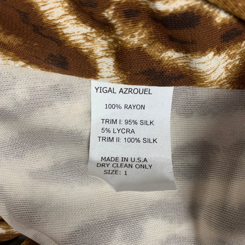 YIGAL AZROUEL Size S Brown & Tan Animal Print Rayon / Silk Sleeveless Dress
