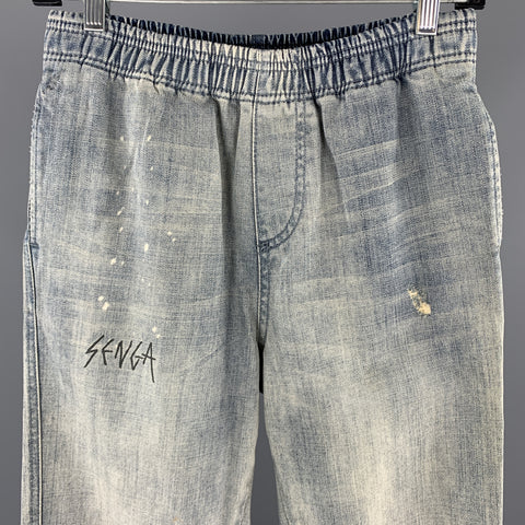 AGNES B. SPORT Size 26 Indigo Acid Wash Denim Elastic Waistband Jeans
