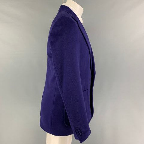 ROBERTO CAVALLI Size 40 Purple Cashmere Notch Lapel Sport Coat