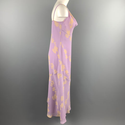 MIMMINA Talla 8 Vestido con tirantes finos en mezcla de acetato floral lila