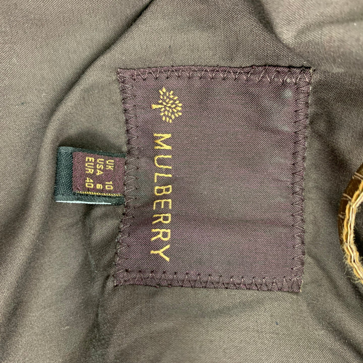 MULBERRY Size 6 Gold Leather Metallic Snake Skin Buttoned Jacket