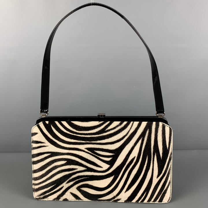 LAMBERTSON TRUEX Black White Zebra Pony Hair Top Handles Handbag