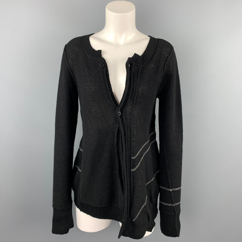 YOHJI YAMAMOTO NOIR Taille S Cardigan en laine tricotée noire