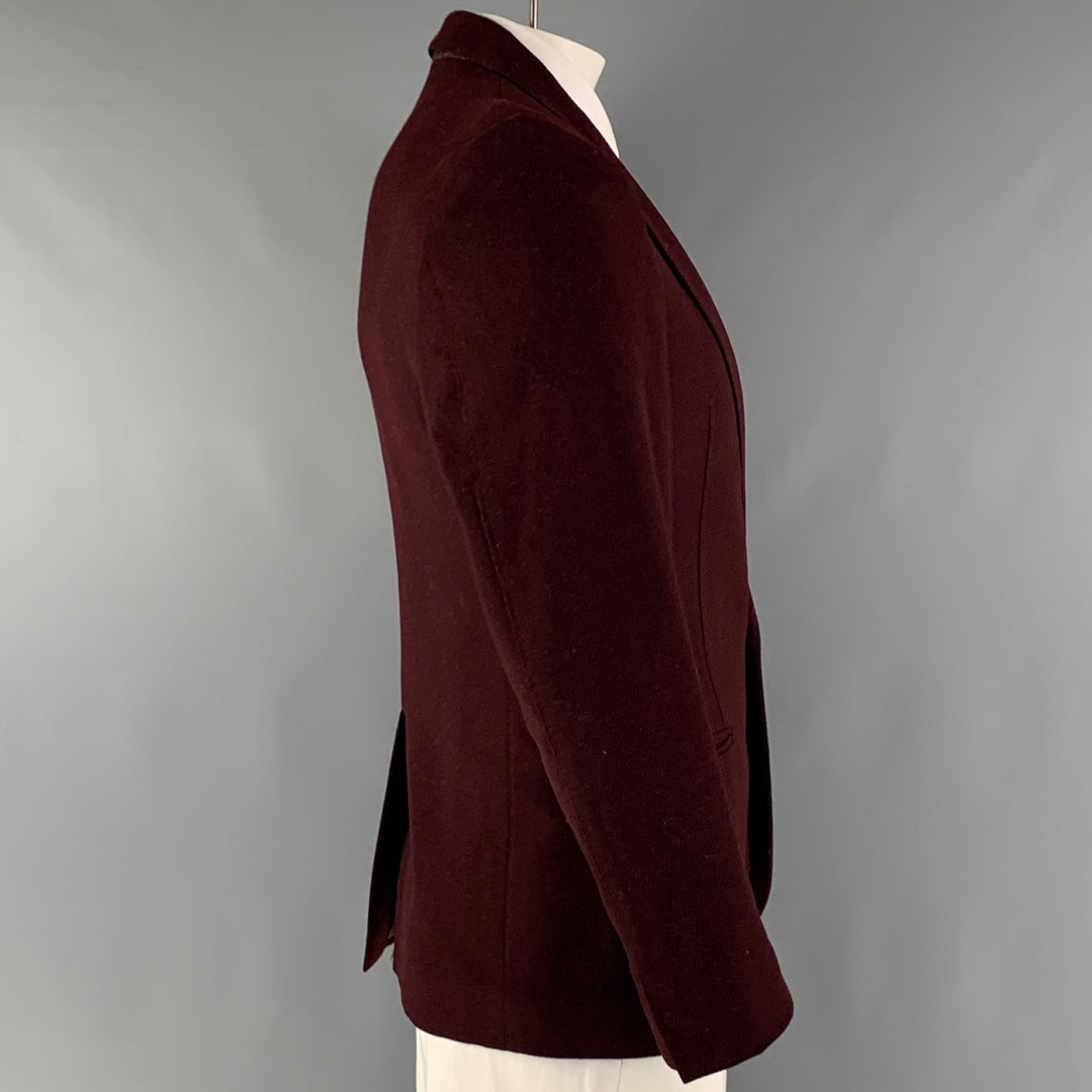 CoSTUME HOMME Size 42 Burgundy Wool Single Button Sport Coat