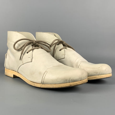 FAUSTO SANTINI Taille 10 Bottes à lacets en cuir blanc cassé