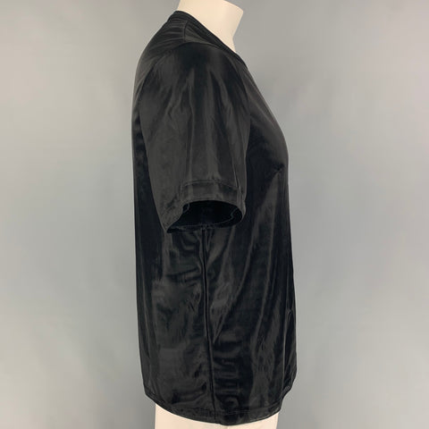 HELMUT LANG Size L Black Cotton Polyamide Layered Crew-Neck T-shirt