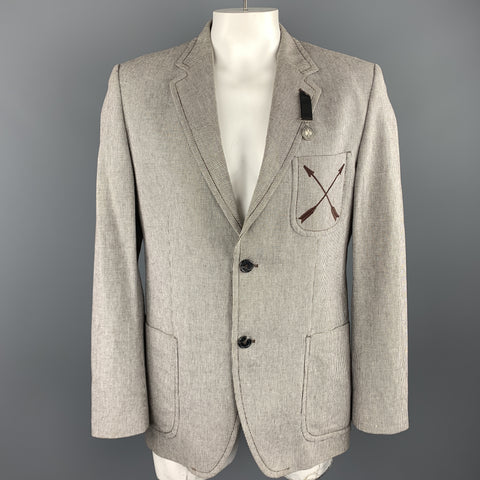 VIKTOR & ROLF X H&M Size 44 Brown & White Nailhead Cotton Arrow Pocket Sport Coat