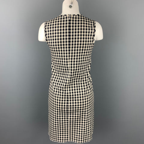THEORY Size 0 Black & White Gingham Cotton Blend Sheath Dress