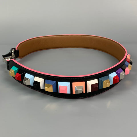 FENDI Multi-Color Studded Leather Handbag Strap