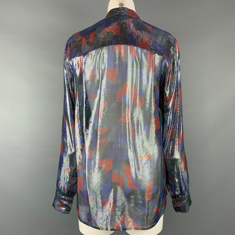 MARC JACOBS Size 10 Multi-Color Abstract Print Silk Blend Blouse
