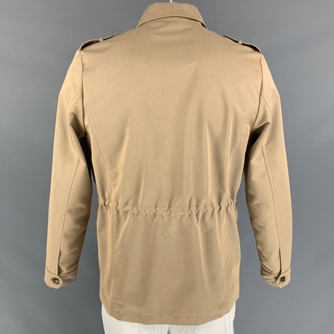 ISAIA Size 40 Khaki Cotton / Polyester Hidden Placket Jacket