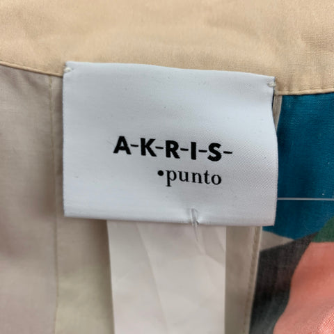 AKRIS Taille 10 Robe à manches courtes en coton multicolore beige à pois
