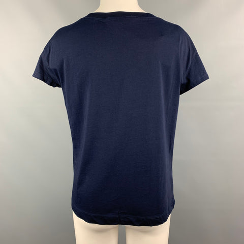 LOVE MOSCHINO Size 6 Navy Multicolour Cotton Astronaut Velvet Graphic T-Shirt