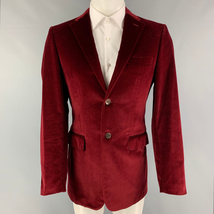 GIVENCHY Size 38 Burgundy Cotton Velvet Notch Lapel Sport Coat