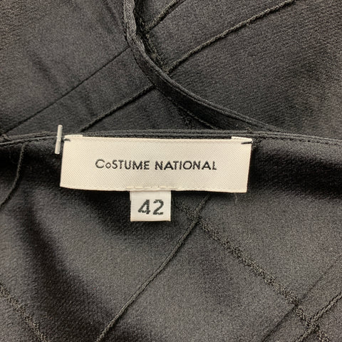 CoSTUME NATIONAL Taille 6 Haut bustier en satin noir à carreaux de fenêtre en mélange de viscose