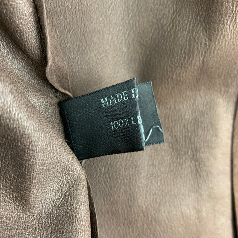 PRADA Talla 10 Chaleco con broches de ante marrón con volantes