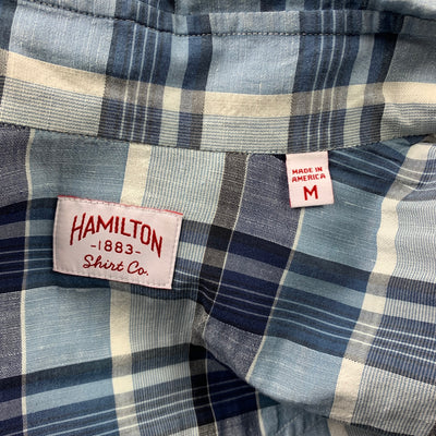 HAMILTON Size M Blue Plaid Cotton Patch Pockets Long Sleeve Shirt