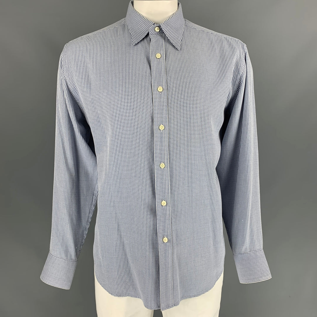 ROBERT GRAHAM Size XL Blue & White Nailhead Cotton Button Up Long Sleeve Shirt