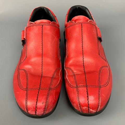 PRADA Sport Size 9.5 Red Leather Hook & Loop Loafers