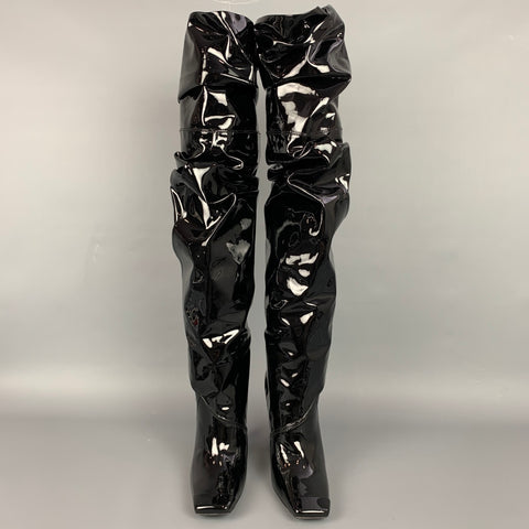 TOM FORD Botas de 105 mm de charol negro arrugadas Talla 7.5