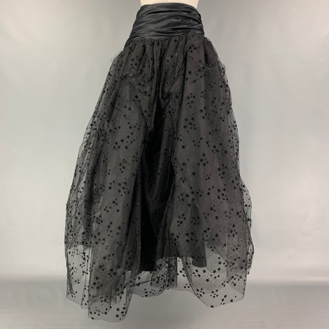 FAITH CONNEXION Size 6 Black Viscose Stars Long Skirt