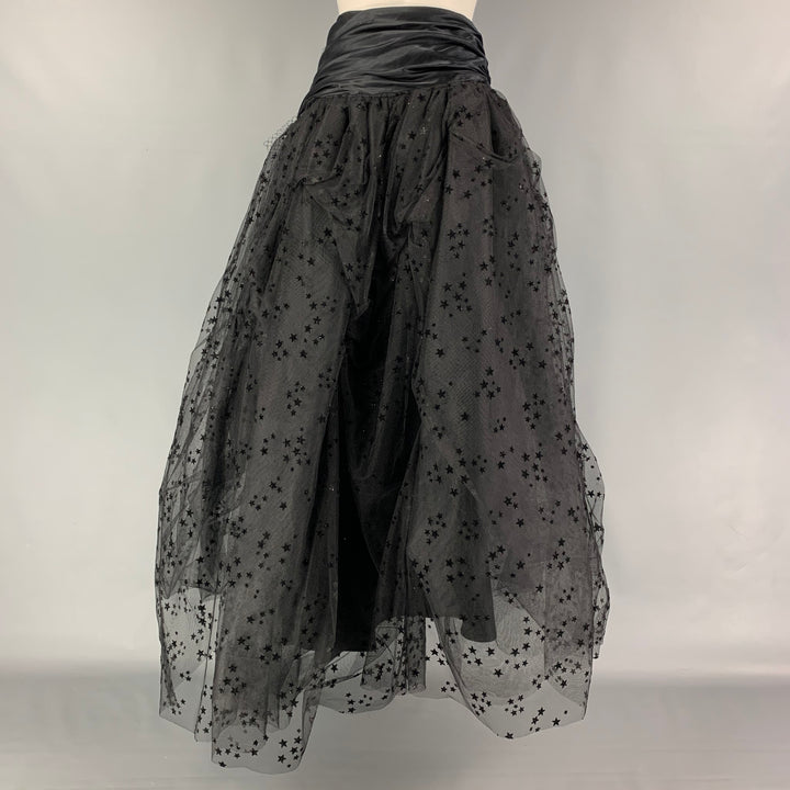 FAITH CONNEXION Size 6 Black Viscose Stars Long Skirt