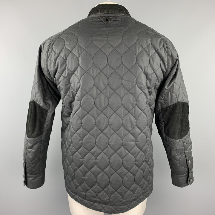 WHITE MOUNTAINEERING Size L Black Quilted Polyester Buttoned Jacket