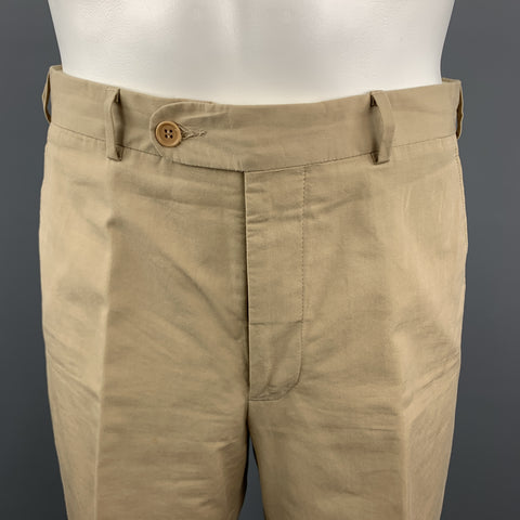 LUCIANO BARBERA 38 Regular Khaki Cotton Suit