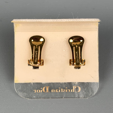 Pendientes vintage de metal tejido en oro CHRISTIAN DIOR de los años 80