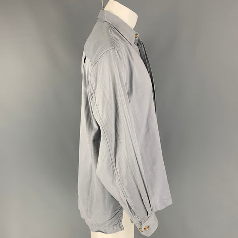 ISSEY MIYAKE Size S Light Gray Cotton Hidden Placket Long Sleeve Shirt