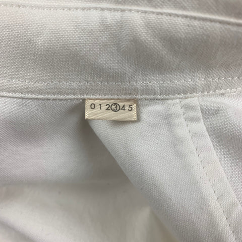 BAND OF OUTSIDERS Size M White Navy Cotton Long Sleeve Shirt