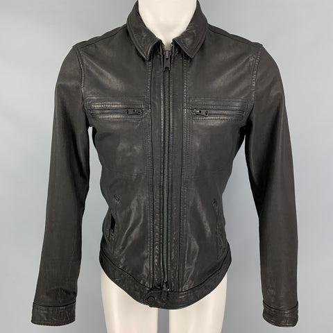 ALLSAINTS Size M Black Leather Zip Up Jacket