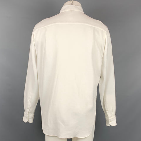 GIORGIO ARMANI Size M White Waffle Knit Cotton Button Down Long Sleeve Shirt