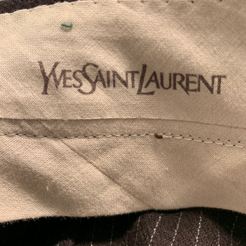 YVES SAINT LAURENT Chest Size 40 Brown White Pinstripe Single breasted 32 Suit