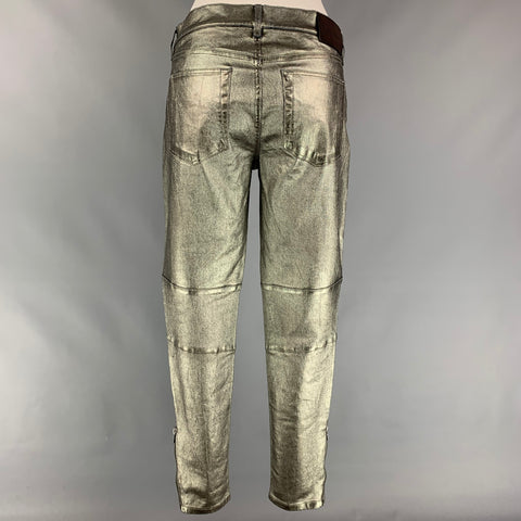 RALPH LAUREN COLLECTION Size 27 Anthracite Cotton Motorcycle Jeans