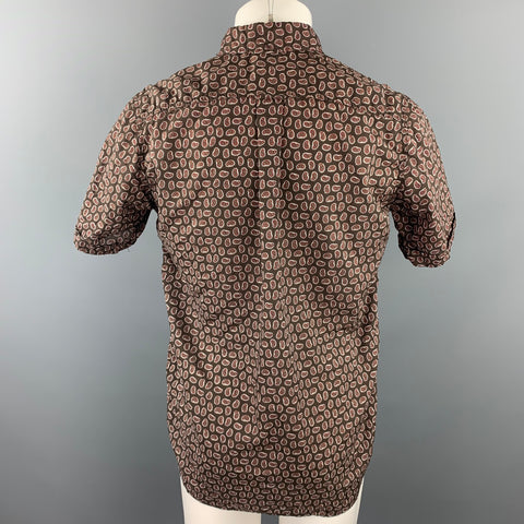 JUNYA WATANABE Brown Paisley Cotton Button Down Short Sleeve Shirt