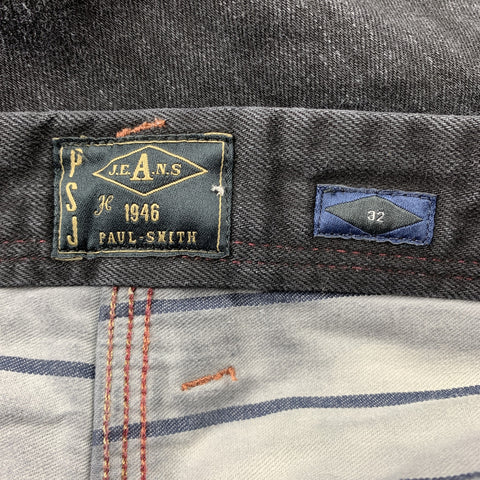 PAUL SMITH JEANS Size 32 Black Contrast Stitch Cotton Button Fly Jeans