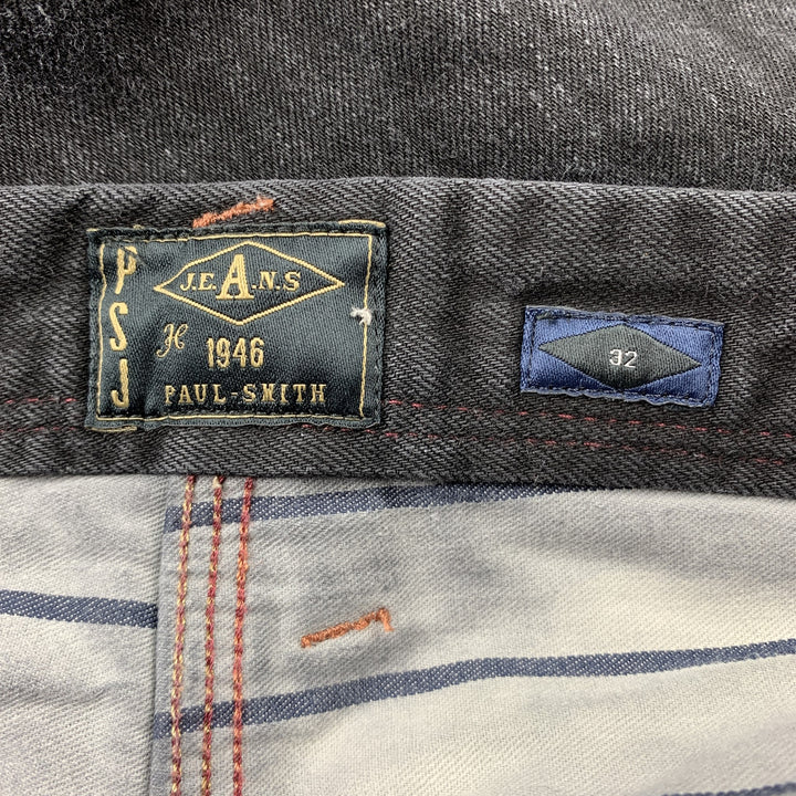 PAUL SMITH JEANS Taille 32 Noir Contrast Stitch Cotton 31 Button Fly Jeans