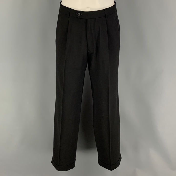 BOSS by HUGO BOSS Size 38 Short Black Virgin Wool Single breasted 34 29 Suit