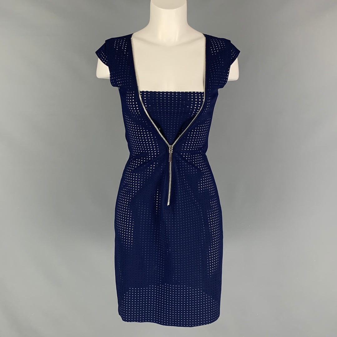 SUGGÉRÉ Taille S Robe à manches courtes perforées en nylon et élasthanne bleu marine