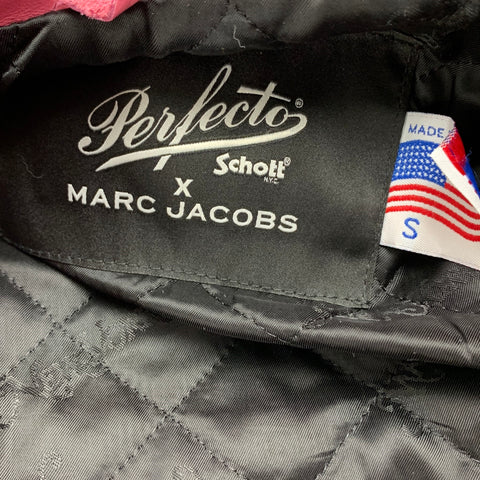 SCHOTT x MARC JACOBS Size S Pink Leather Biker Perfecto Jacket