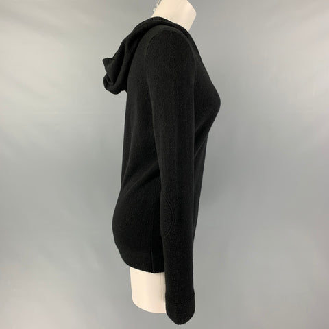LORO PIANA Size 8 Black Cashmere Hooded Sweater