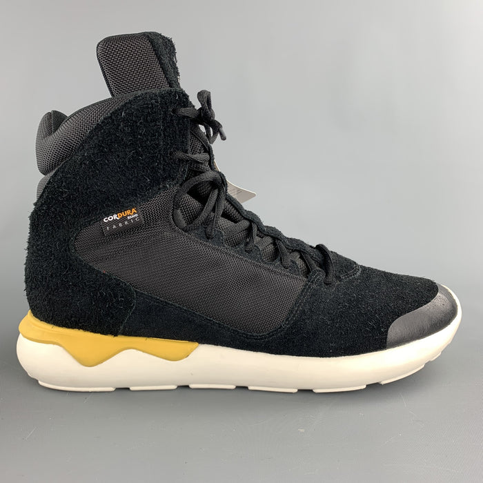 ADIDAS "Turbular GSG9" Size 10 Black Suede High Top Sneakers