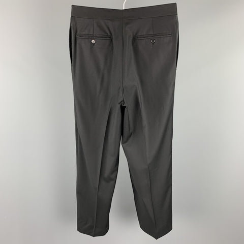 ERMENEGILDO ZEGNA Size 40 Regular Black Wool Peak Lapel Tuxedo