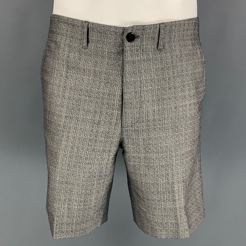 LOUIS VUITTON Size 30 Grey Black Pattern Wool Mohair Zip Fly Shorts