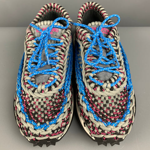 VALENTINO Talla 11 Zapatillas deportivas con cordones tejidas en varios colores morados