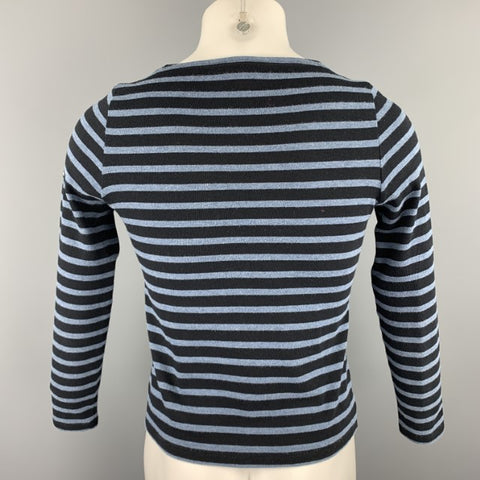 SAINT JAMES Size S Navy & Black Stripe Cotton Boat Neck Pullover